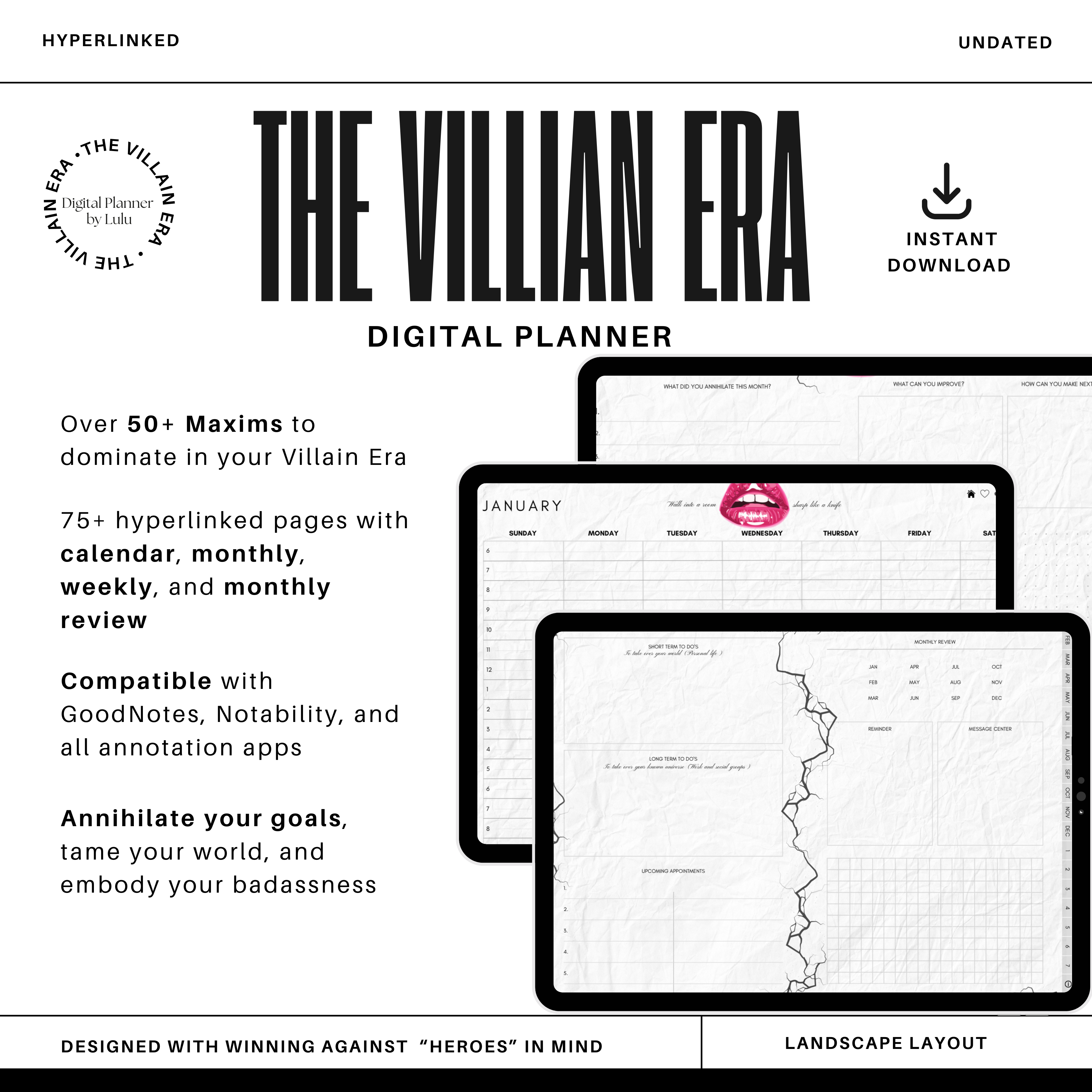 The Villain Era Digital Planner (UNDATED) by Lulu