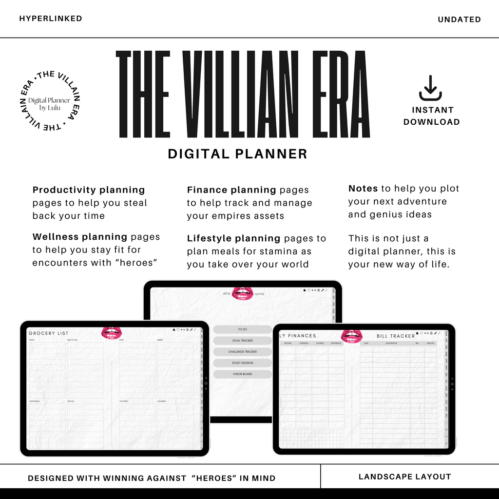 The Villain Era Digital Planner (UNDATED) by Lulu
